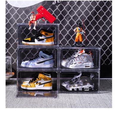 China New design mini transparent stocked shoe container display box custom plastic transparent shoe box shoes with best price for sale