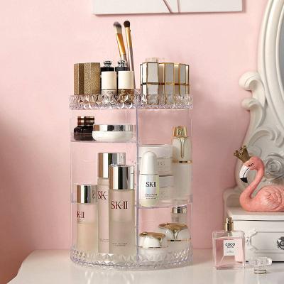 China New Design Stocked 360 Degree Rotating Storage Box Makeup Plastic Adjustable Cosmetic Organizer For Lipsticks Skin Care Jewelry for sale