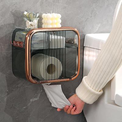 China Modern Wholesale Hot Selling Wall Mounted Double - Layer Tissue Box Toilet Plastic Clear Plastic Storage Box Kitchen Free Punch Cardboard for sale