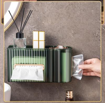 China New Hot Selling Modern Light Luxury Fabric Storage Box Bathroom Transparent Waterproof No Punching Cloth Waste Bag Storage Box for sale