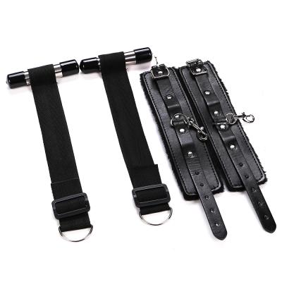 China BDSM Toys Hanging Door Swing Leather Bondage Handcuffs Harness With Plush for sale