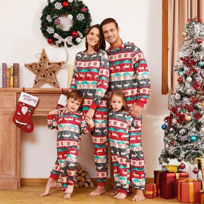 China Breathable Drop Shipping Wholesale New Print Home Clothes Christmas Parent-child Pajamas Two-Piece One-Piece Set for sale