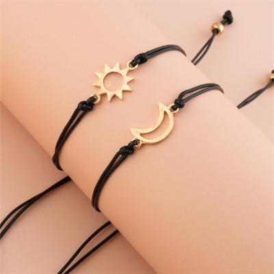 China Moon Sun FASHION Gypsy Simple And Cool Knitting Adjustable Bracelet 2 Pieces / Set Lovers Bracelet Best Friend Bracelet for sale