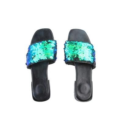 China Hot Selling Fashion Trend Sequin Home Slippers For Women Summer Women Heels Slippers for sale