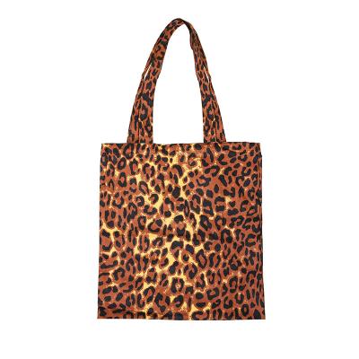 China Leopard Print Cotton Shoulder Bag Handbag Folding Single Canvas Bag for sale