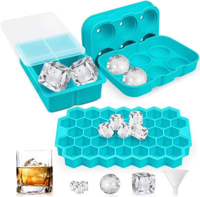 China Largest Viable Summer Flexible Mold Tools Freezer Rectangle Diy Ball Bpa Free Maker Customized Transparent Silicone Ice Cube Tray for sale