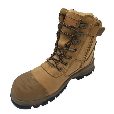 China New Style Genuine Leather Zipper Steel Toe Industrial Work Safety Boots Shoes For Men for sale