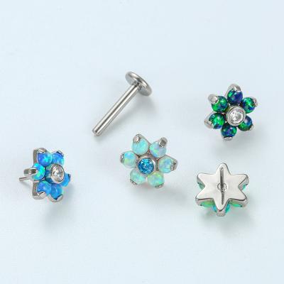 China ASTM F136 Titanium Threadless Labret Titanium Bar With Flower Pin Top for sale