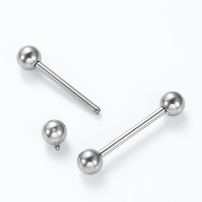 China Titanium Implant 14g Grade ASTM F136 Titanium Internally Threaded Titanium Straight Barbells for sale