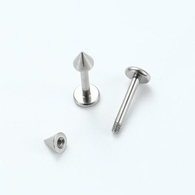 China ASTM F136 Titanium Titanium Externally Threaded Flatback Labret With Ball Spike Top for sale