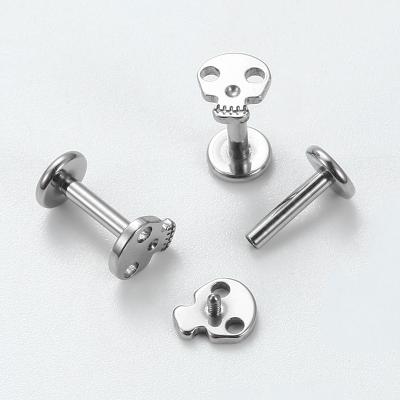 China ASTM F136 Titanium Titanium Internally Threaded Mouthpiece Labret Barbell Jewelry With Dermal Skull Tops for sale