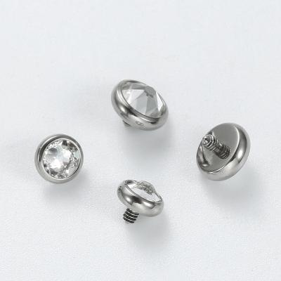 China ASTM F136 Titanium Titanium Internally Threaded Dermal Piercing Tops With Bezel Set Crystal Gems for sale