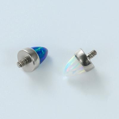 China ASTM F136 Titanium Titanium Internally Threaded Micro Opal Bullet Stone Spike Top Dermal Piercing for sale