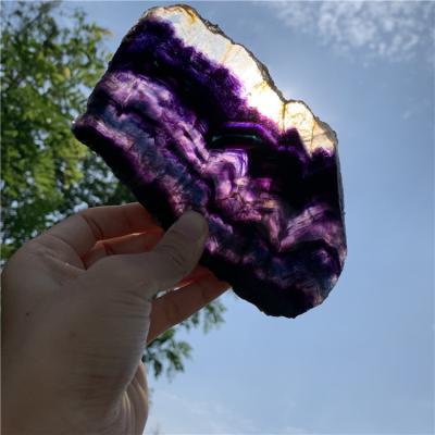 China Europe wholesale price natural purple fluorite slices reiki healing crystals dishes as coasters and place mats for home decoration for sale