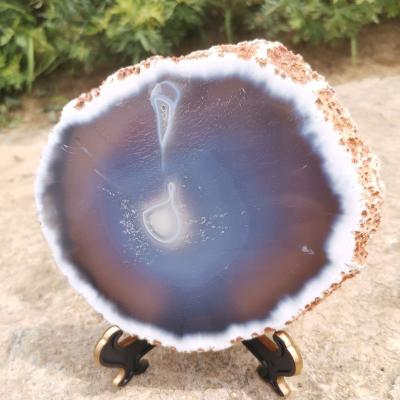 China China Wholesale Natural Crystal Souvenir Slice Gifts Chalcedony Crafts Chalcedony Slice Crystal Slab For Home Decoration for sale