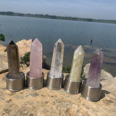 China Europe 100% Natural Reiki Healing Insert Point Gemstone Crystal Quartz Stones Heads For Water Bottle Wholesale for sale