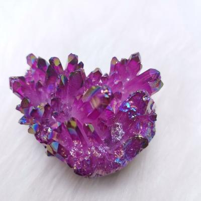 China Wholesale aura purple titanium quartz crystal therapy group coated reiki from Europe as a gift for fengshui ornaments for sale