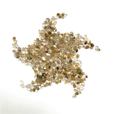 China Europe wholesale natural gold hair quartz polished gravels healing crystals tumbled tarmac as teaching materials for children for sale