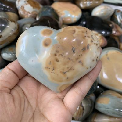 China Europe new arrival large size natural ocean stone hearts reiki healing crystals for home decoration for sale