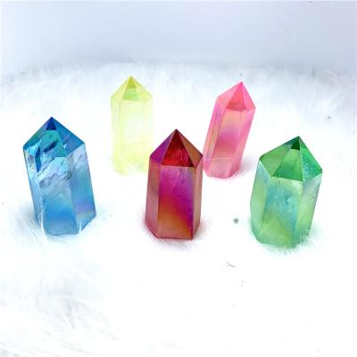 China 40-80mm enough plated quartz point reiki healing crystals colorful magic wand new arrivals from Europe for wedding decoration for sale