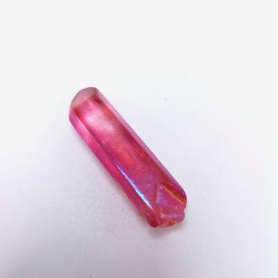 China Wholesale Europe Aura Red Titanium Coated Dots Crystal Quartz Polished Sticks Spikes Point Beads As Gift For Decoration for sale