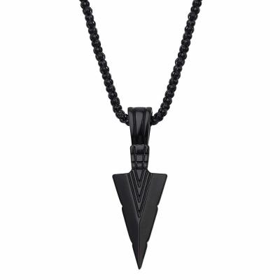 China TRENDY Design Matte Black Long With Arrow Chain Hip Hop Punk Rock Halloween Christmas Halloween Necklace Pendant Jewelry Gift For Women Men for sale