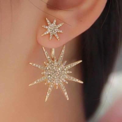 China Luxury FASHIONABLE Christmas Sparkle Earrings Jewelry White Sapphire Fission Stud Earrings Hexagram Snowflake Charms for sale