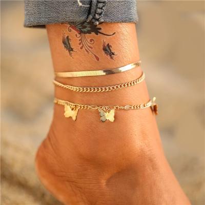 China BOHEMIA Fashion Snake Butterfly Anklet Bracelet Bohemian Gold Anklet Summer Beach Chain Jewelry for sale