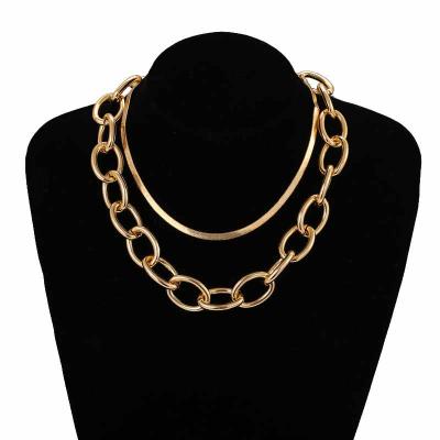 China Hot Selling Gold Vintage Necklace Jewelry Stainless Steel Cuban Link Chain Necklace For Women Men for sale