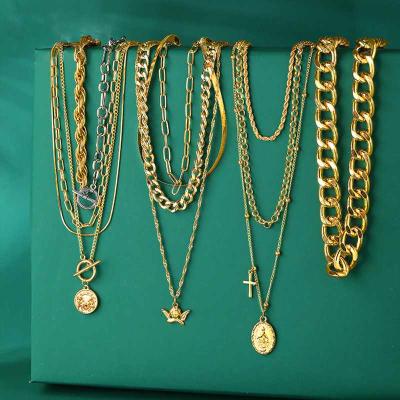 China Vintage Fashion Snake Chain Necklace Multilayer Gold Pearl Necklace Sweater Necklace For Women for sale