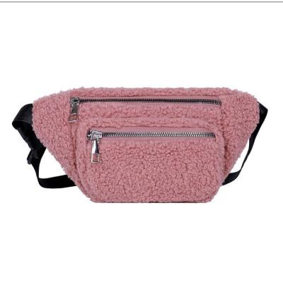 China Hot Selling 2021 New Water Proof Winter One-shoulder Chest Bag Cartoon Waist Bag Latest Furry Fleece Bag For Ladies for sale