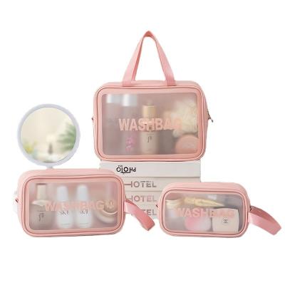 China Fashion Union Fashion Toiletry Bag Travel Pouch Wholesale Waterproof Clear Cosmetic Bag Transparent PVC Makeup Wash Bag For Travel for sale