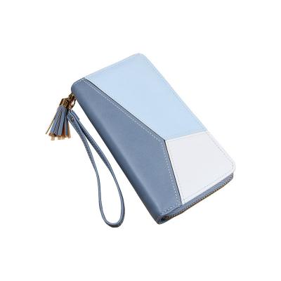 China Ladies Waterproof Geometric Wallet Long Zipper Coin Clips Tassel Design Clutch Wallet Money Female Credit Card Holder for sale