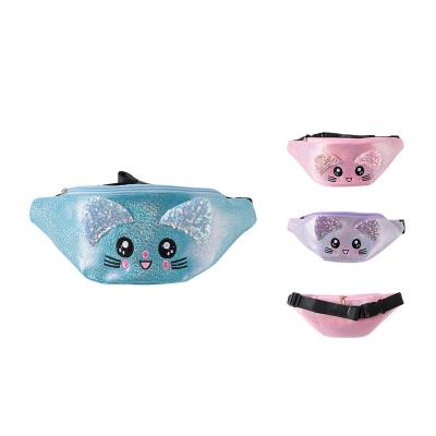 China Hot Sale Kids Eco-friendly Cat Purse Cute Waist Fanny Sequin Packs Multifunctional Chest Bags For Little Girls for sale