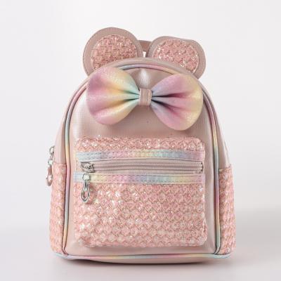 China Cute Custom Kids Backpack Eco-friendly Students Travel Pu Leather Backpack Girls Bowknot School Bags for sale