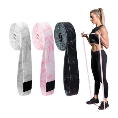 China Recyclable Yoga Marble Long Elastic Fitness Resistance Band Cotton Fabric Sports Band for sale