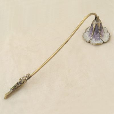 China ECO-frendly Antique Bronze Purple Floral Jeweled Metal Candle Sniffer for sale