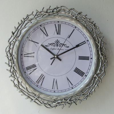 China Antique Style Antique Pewter Branch View 15 Inch Metal Wall Clock for sale