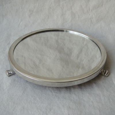 China Durable Silver Plating Zinc Alloy Frame 6 Inch Round Mirror Tray for sale