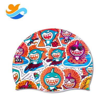 China Durable Custom Heat Transfer Custom Logo Silicone Swim Cap for Kids and Adult for sale