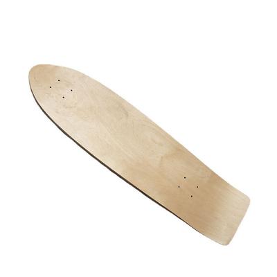 China Northeastern Canadian Maple Bamboo Longboard Deck 7 Ply White Fish Panel Print OEM Longboard Wooden Decks Custom Made skate control for sale