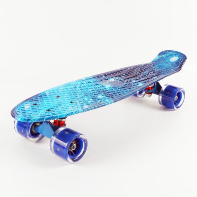 China Kid Fish Small Plastic Board Single Rocker Skateboard With Light Weight Wheels For Kids Mini Skateboard New 22 Inch 2022 Arrived for sale