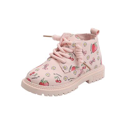 China Flower Waterproof Wholesale Flower Strawberry Lovely Children's Martin Boots for sale