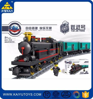 China Building Toy KAZI 821PCS building blocks train set for kids plastic building blocks rail train with ASTM for sale