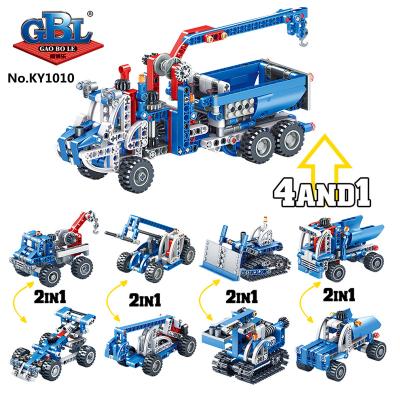 China Build Toy KAZI 1010 Project Machine 2 in 1/4 and 1 Truck Car Building Block Toys ABS Building Block Set for sale