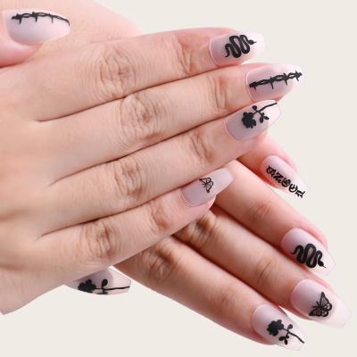 China 24 Pieces/Box Artistic Clear Press On Nails Matte Press On Nails Medium Matte Press On Nails With Creative Pattern for sale