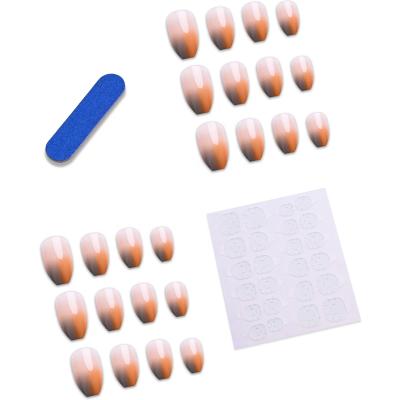 China 24 Pieces/Box Gradient Color Artistic Natural Press On Nails Artificial False Nails for sale