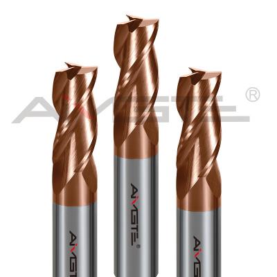 中国 銅コーティングカービッドエンドミール 4mm - 32mm 3 フルートエンドミール 炭素鋼 販売のため