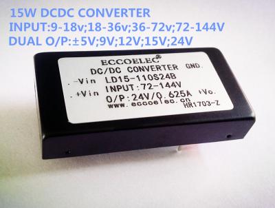 China Isolation voltage 15w dcdc converter 48v to dual 5V/9V/12V/15V/19V/24V/36V isolated power supply for sale