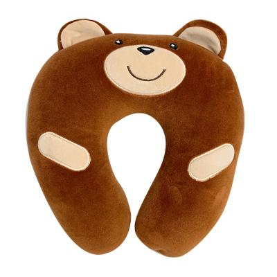 China Anti-Static Customized Cartoon Animal Series Plush Bear Neck Travel Pillow For U Shape for sale